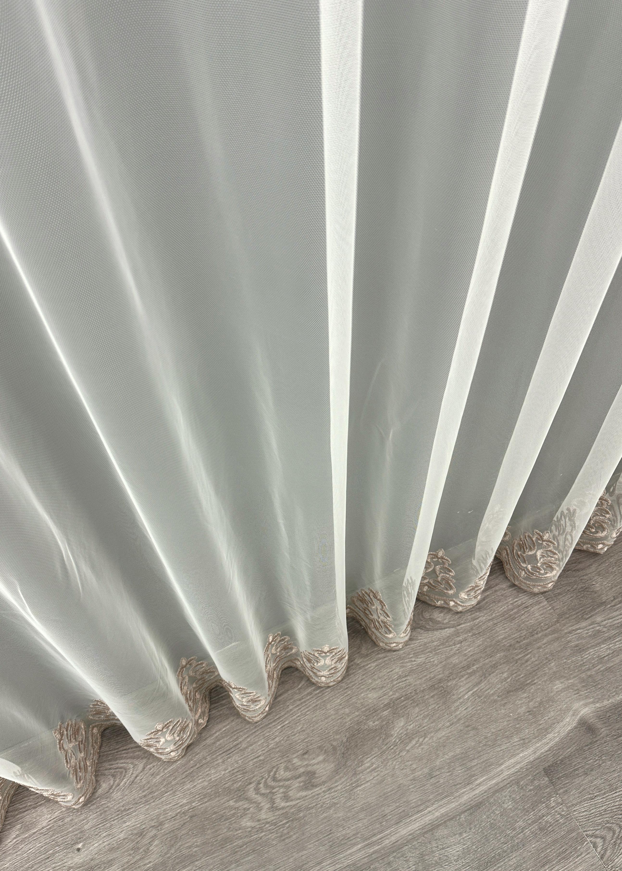 Тюль VR-Textil 1695т Грек-сітка з вишивкою та люрексом 300х270 см Молочний/Пудровий (42-0736) - фото 9 Тюль VR-Textil 1695т Грек-сітка з вишивкою та люрексом 300х270 см Молочний/Пудровий (42-0736) - фото 9