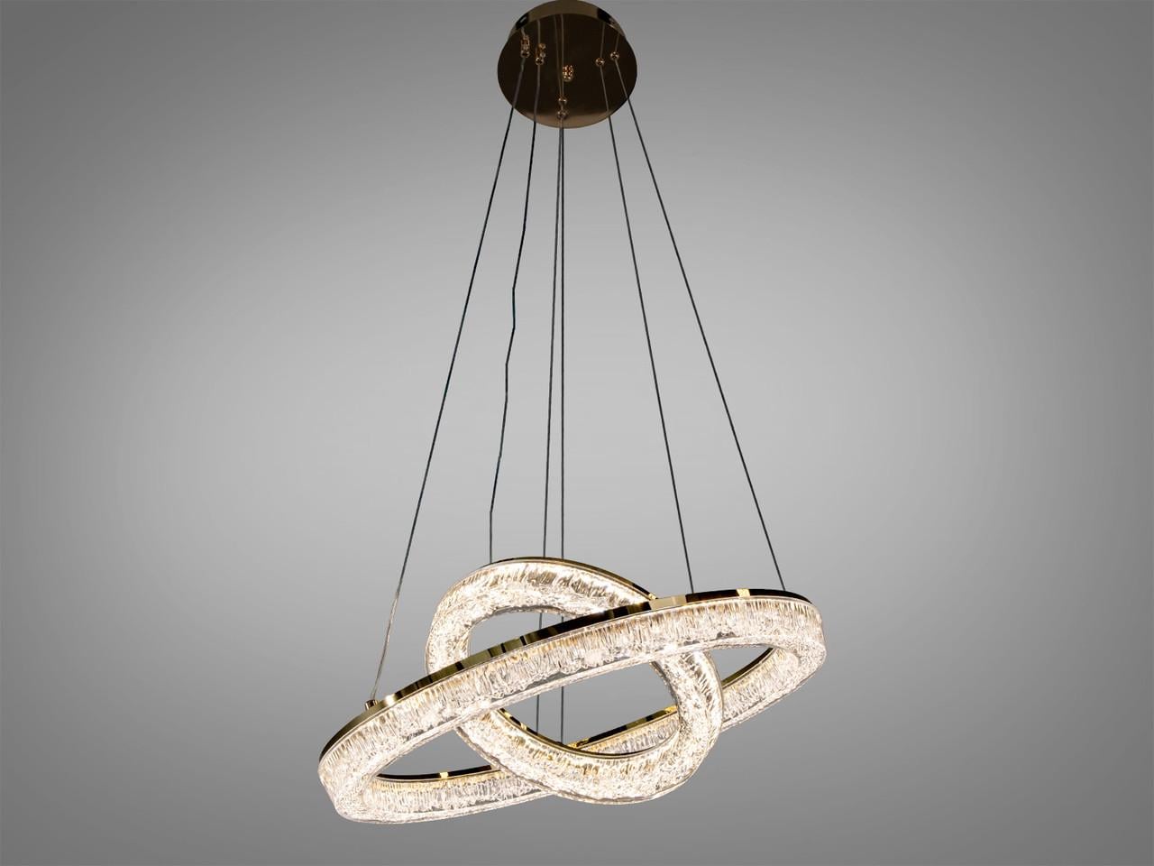 Люстра подвесная LED для гостиной Duo 1712/500+300G с двумя кольцами 54 Вт Золотой (2971349527)