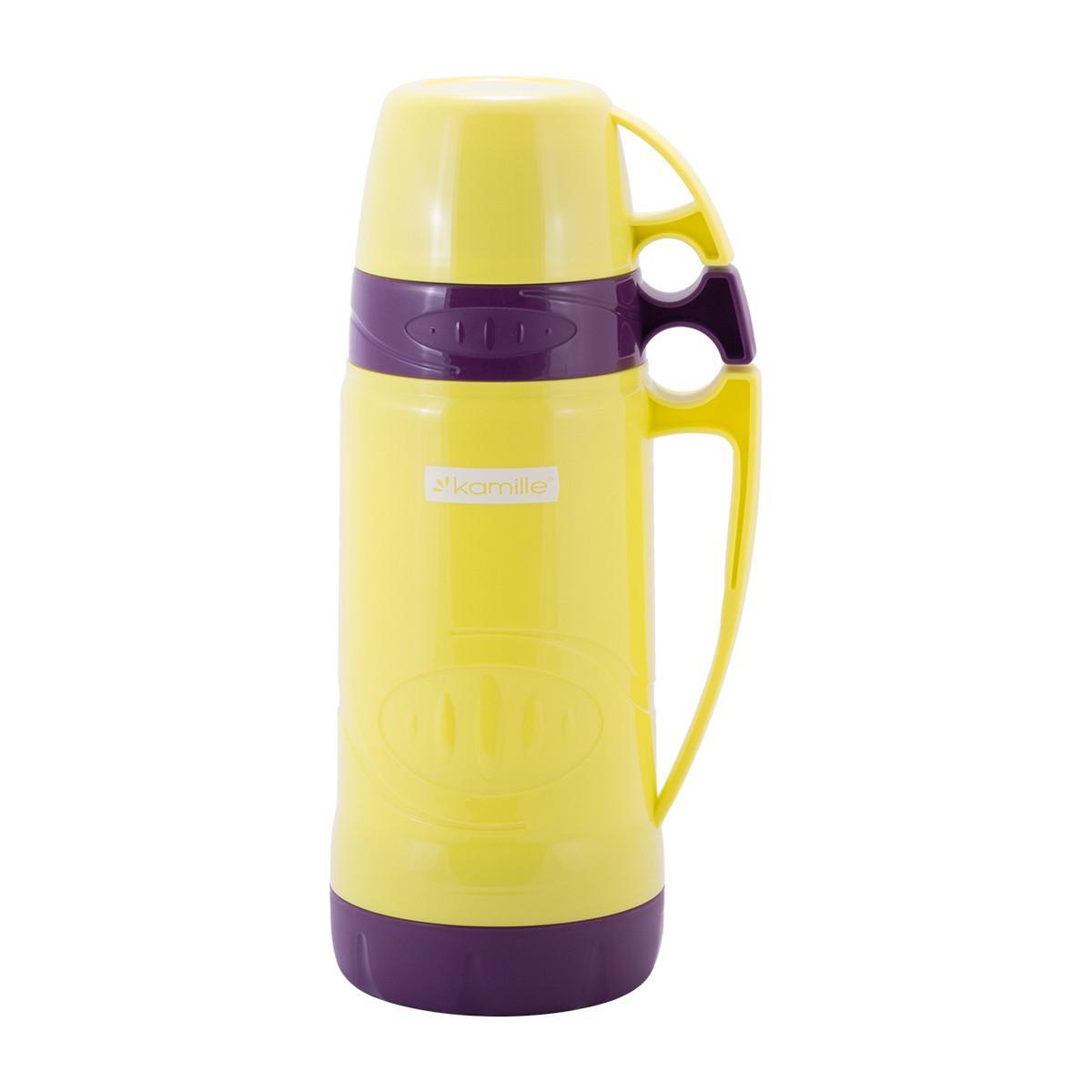 Термос с ручкой Kamille KM-2031 со стеклянной колбой 1000 мл Желтый (150-84-2031.1)