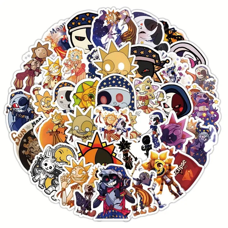 Набор стикеров Сандроп и Мундроп ФНАФ виниловые 50 шт.