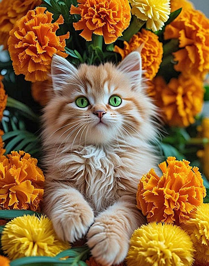 Алмазная мозаика АлМазка Чернобрывцы и кот квадратные алмазы без подрамника 40x50 см (АлМ-291)