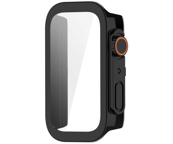 Чехол с защитным стеклом Protective Cover with Glass для Xiaomi Smart Band 9 Active​ с кнопками Черный
