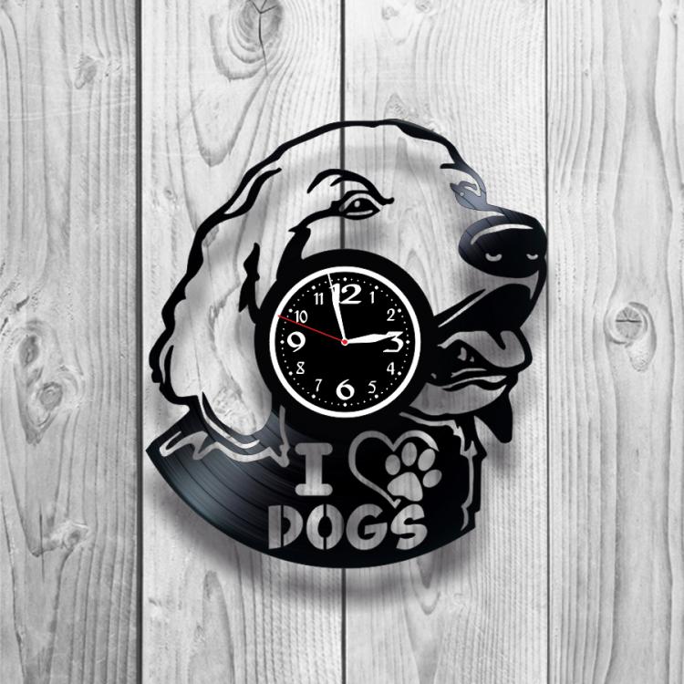Часы настенные Собака 0182 из виниловой пластинки
