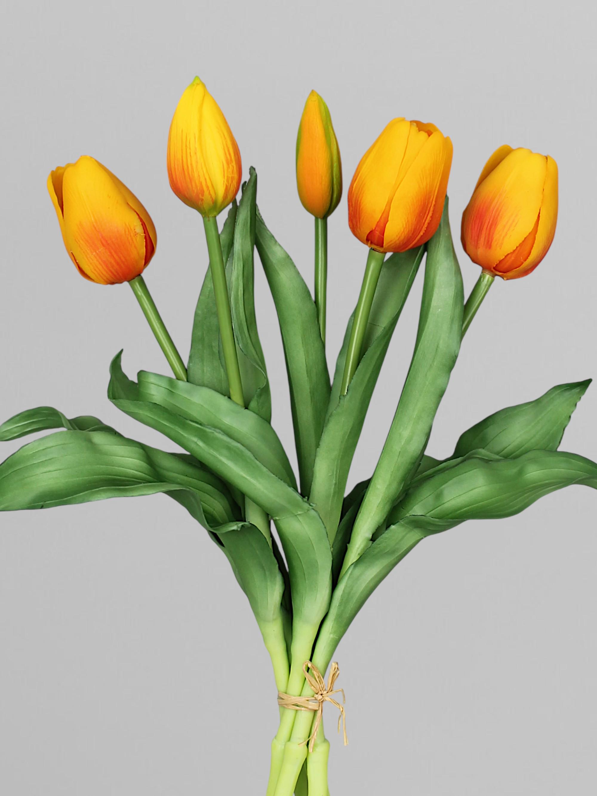 Букет тюльпанов латексных 30 см 5 шт. Оранжевый (К07083)