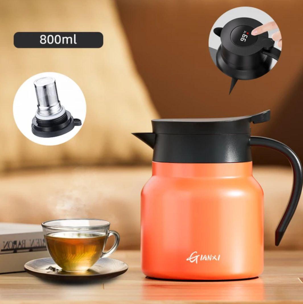 Термоквшин с двойными стенками из нержавеющей стали с контролем температуры 800 мл Оранжевый (561329) - фото 3