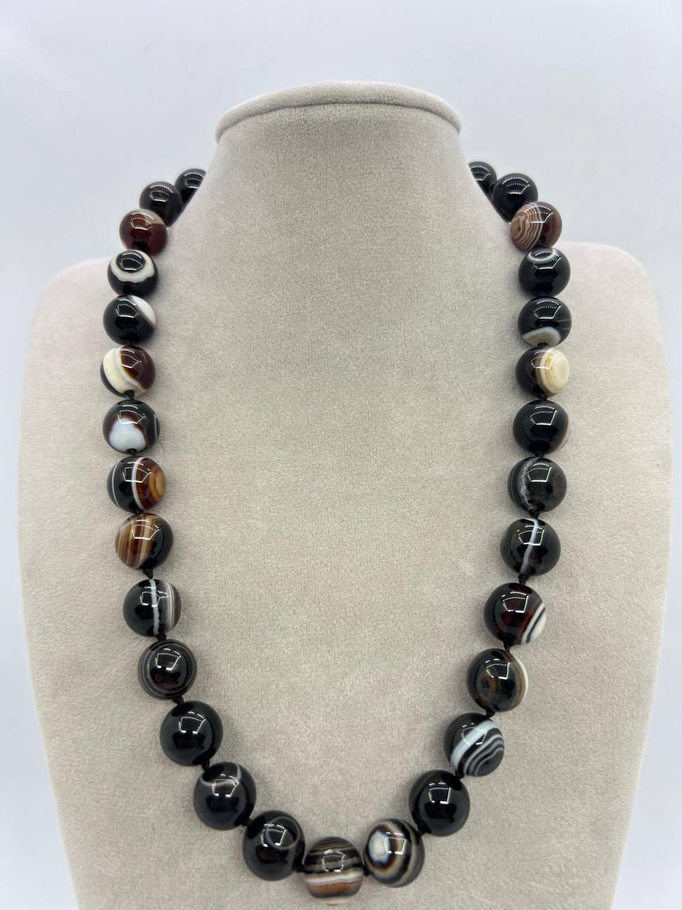 Бусы агат 12 мм 44 см Разноцветный (12060)