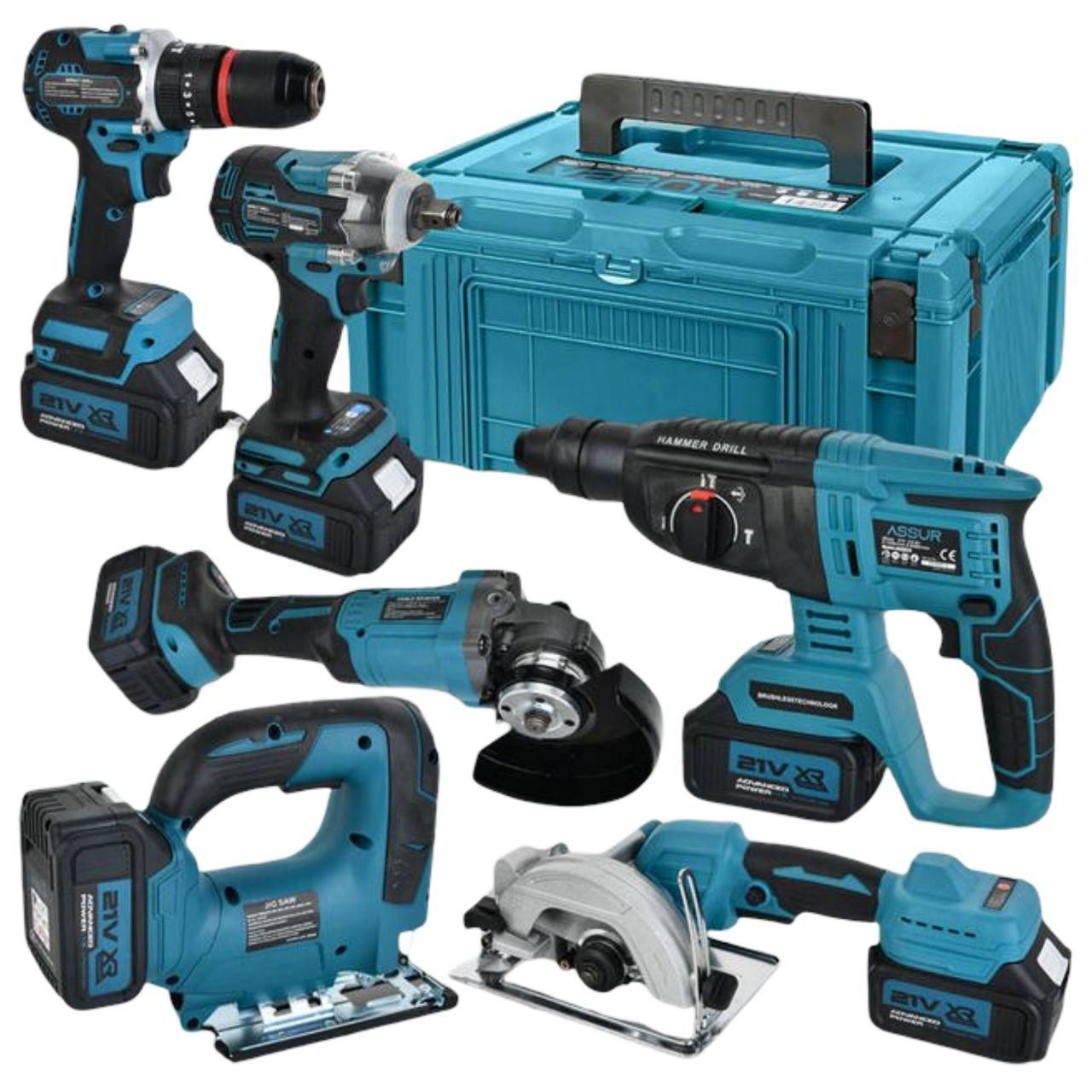 Набір інструментів акумуляторних 6в1 ASSUR ASR1106/МК 21 V 4 АКБ в кейсі (33356509)