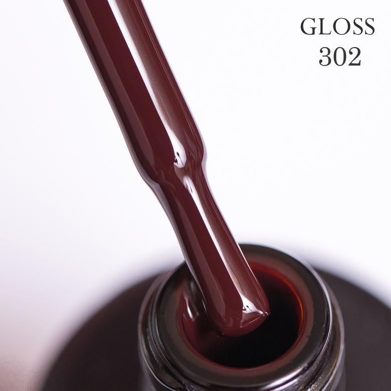 Гель-лак GLOSS 302 11 мл Винно-бордовый (4386)