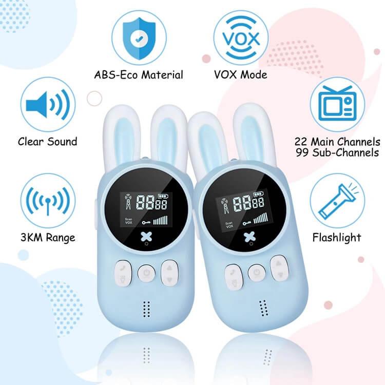 Рации детские на батарейках Children’s Rabbit Walkie Talkie с фонариком Blue - фото 3