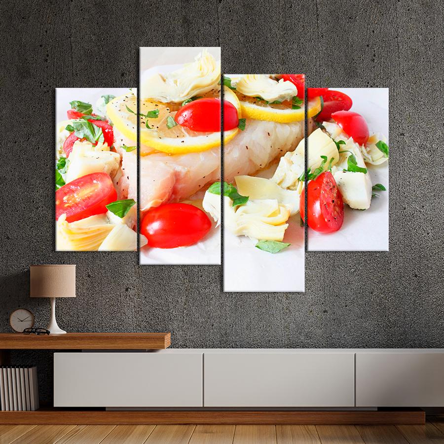 Настенний декор Нежное филе рыбы с помидорами 149x106 см (A427-4)