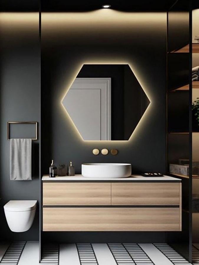 Зеркало с подсветкой Шестиугольник M 80х70 см (10019M-8070stW)