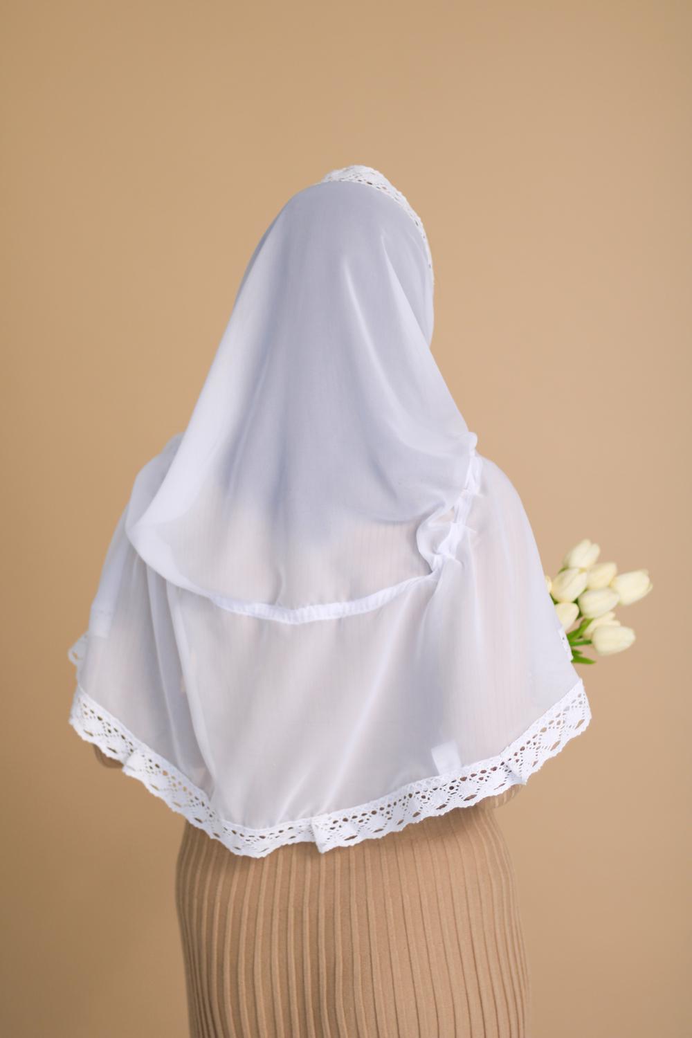 Палантин для храму на голову Білий (п012) - фото 4 Палантин для храму на голову Білий (п012) - фото 4