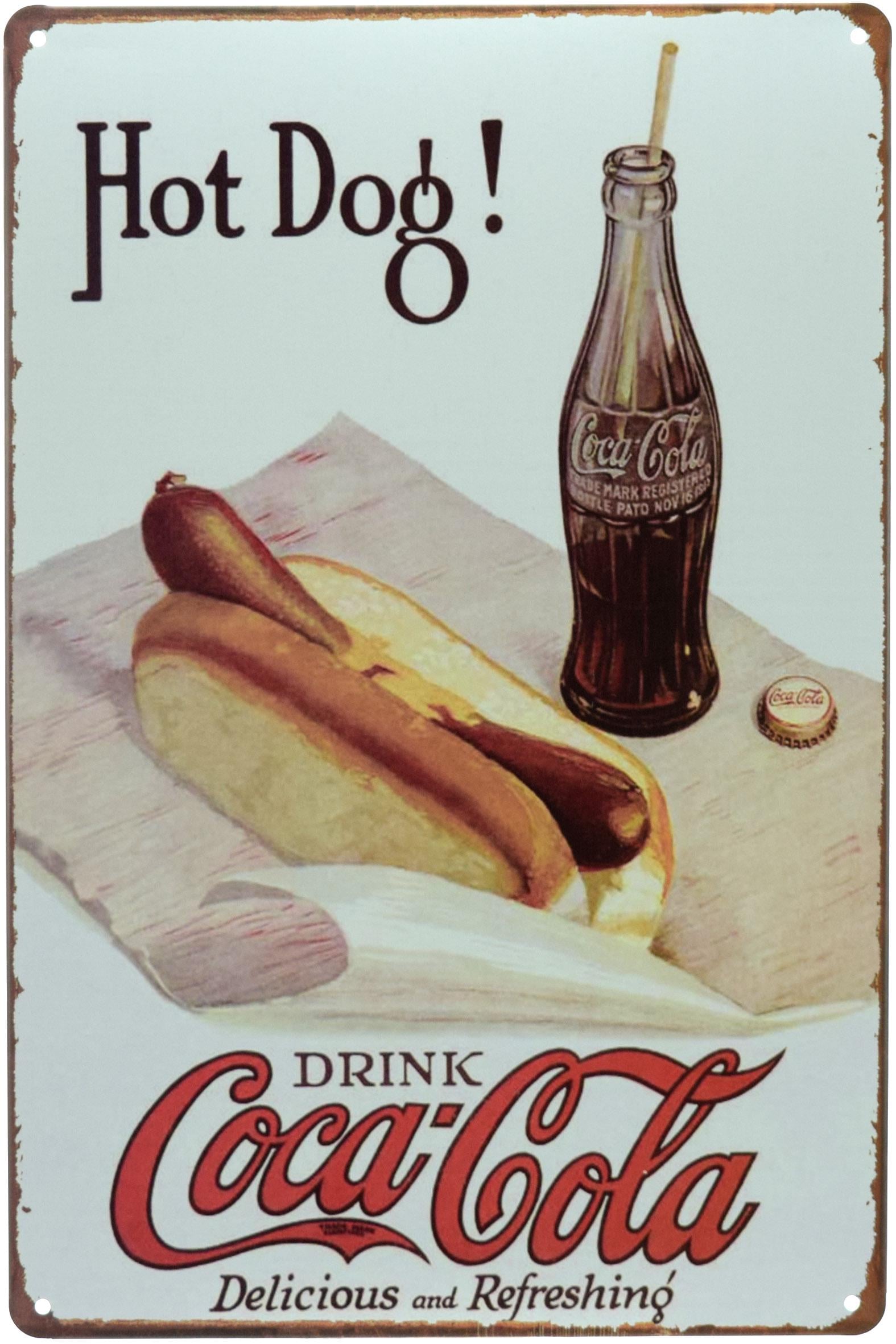 Табличка металлическая Хот-Дог С Кока-Колой/Hot Dog And Coca-Cola 20x30 см
