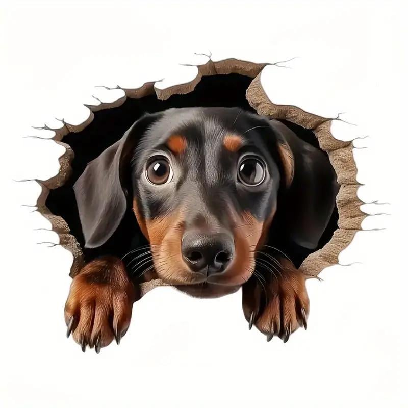 Наклейка для автомобіля/мотоцикла Такса самоклеюча 14x11 см Коричневий із чорним (2498596015)