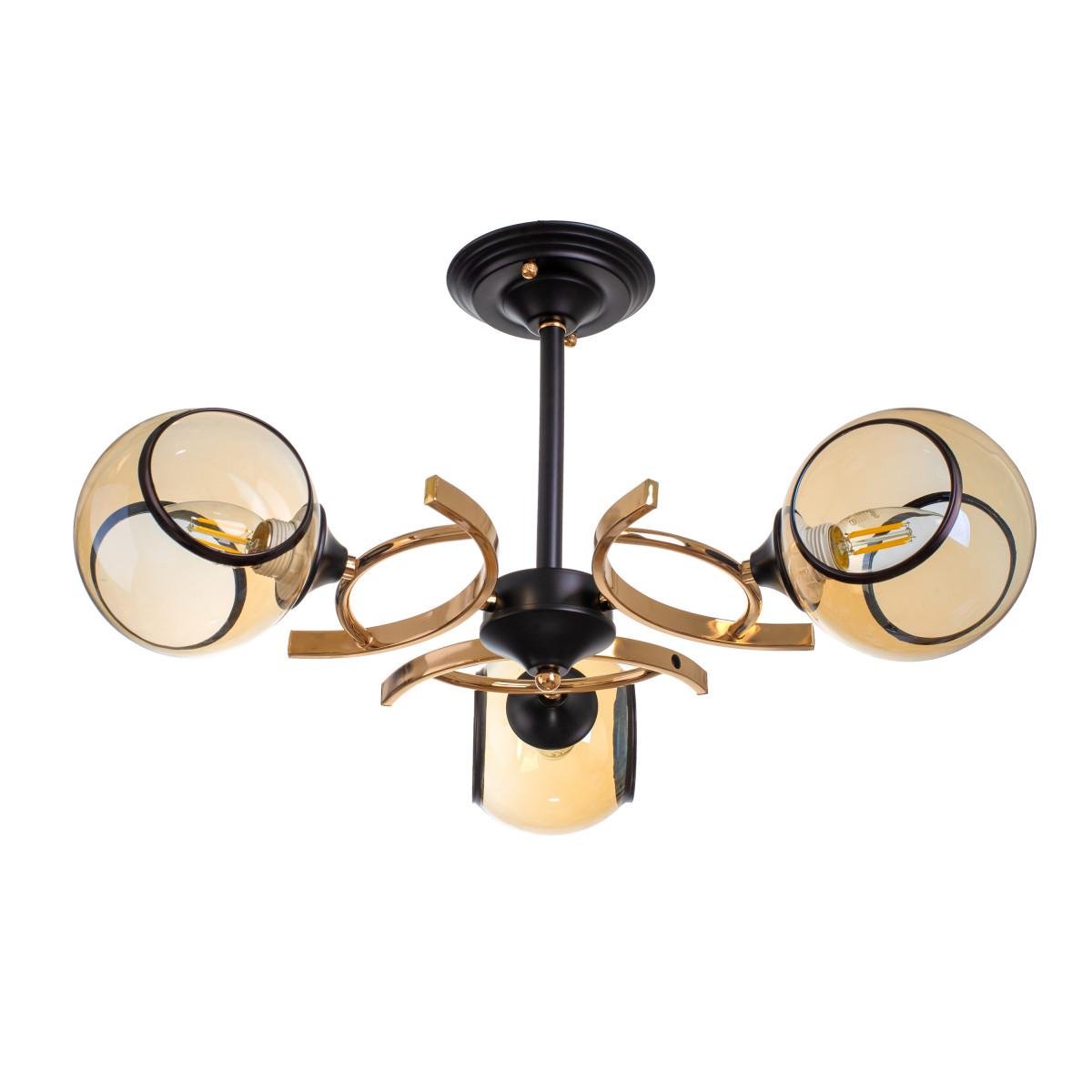 Люстра LK-700S/3 E27 BK+FG на 3 плафона Черный