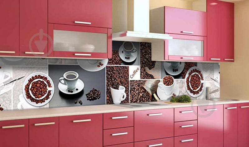 Наклейка виниловая кухонный фартук  Zatarga  "Кофейный коллаж"  600х2500 мм