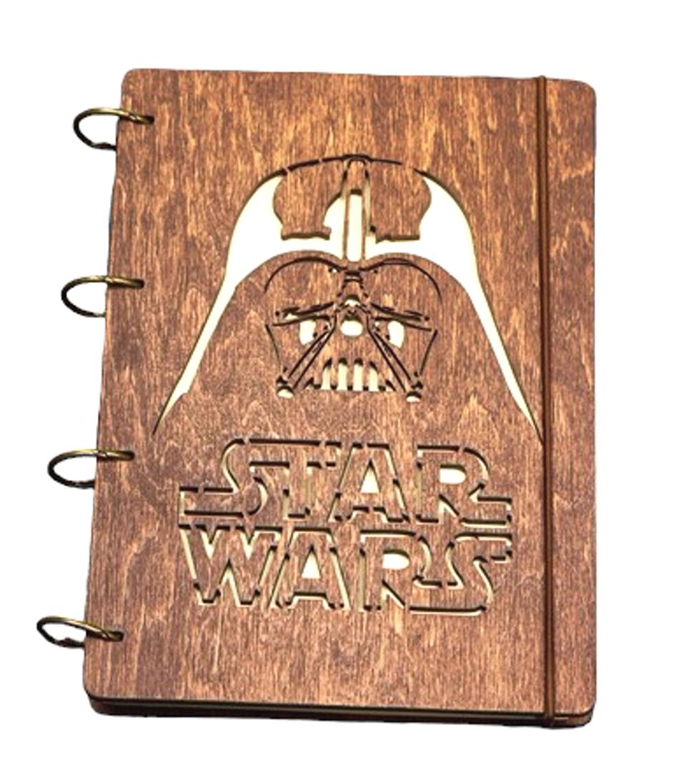 Блокнот с деревянной обложкой STAR WARS темный А5 60 л. (7334)