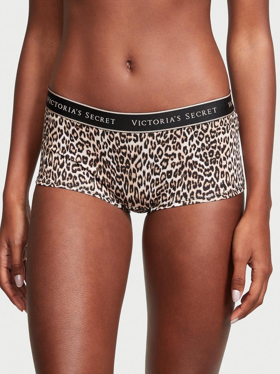 Трусики жіночі Victoria's Secret Logo Cotton Boyshort Basic XS Чорний (2637555931)