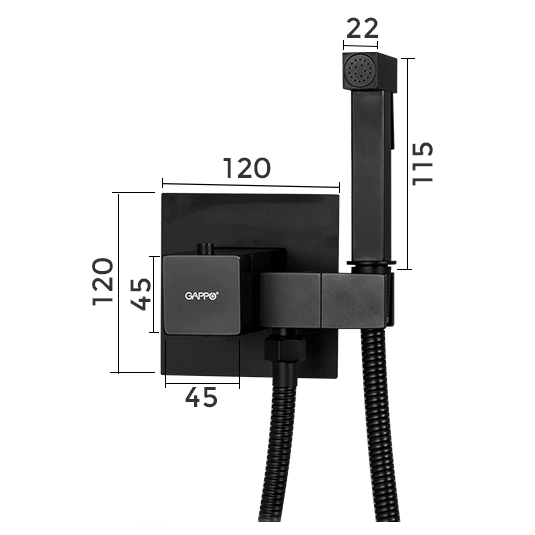 Гигиенический душ с термостатом Gappo G7207-60 Черный - фото 3