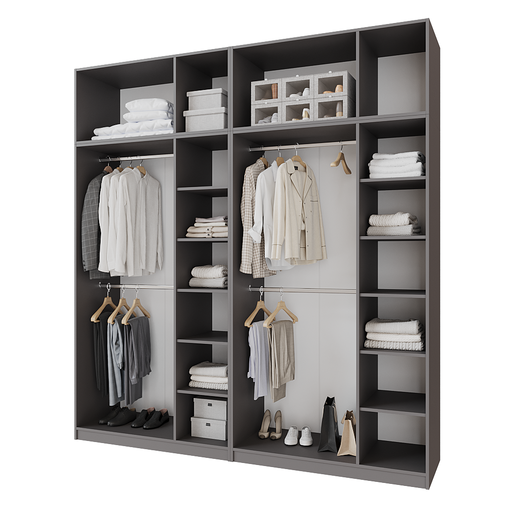 Шкаф распашной с антресолью Меблітренд Чиназес Чиа-2400.4 2400х500х2450 мм Графитовый/Белый (26890298) - фото 3 Шкаф распашной с антресолью Меблітренд Чиназес Чиа-2400.4 2400х500х2450 мм Графитовый/Белый (26890298) - фото 3