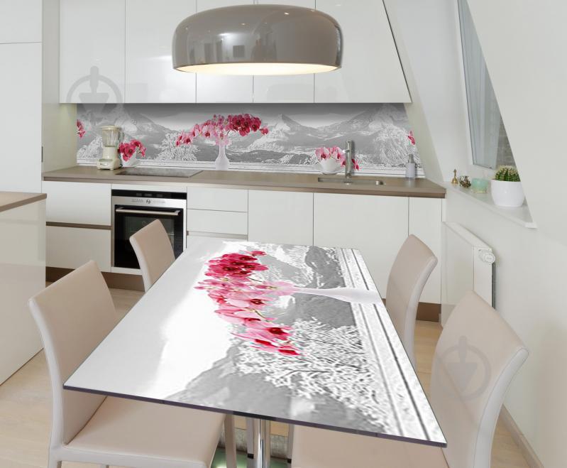 Наклейка виниловая на стол Zatarga  "3Д Окно в Горы"  600х1200 мм