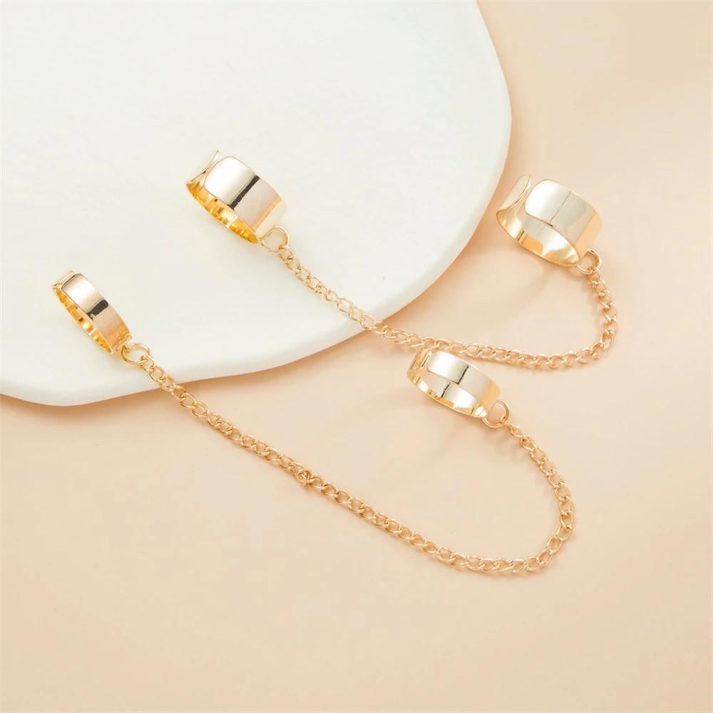 Набір кілець з'єднаних ланцюжком 4 шт. Золотистий (1547297470)