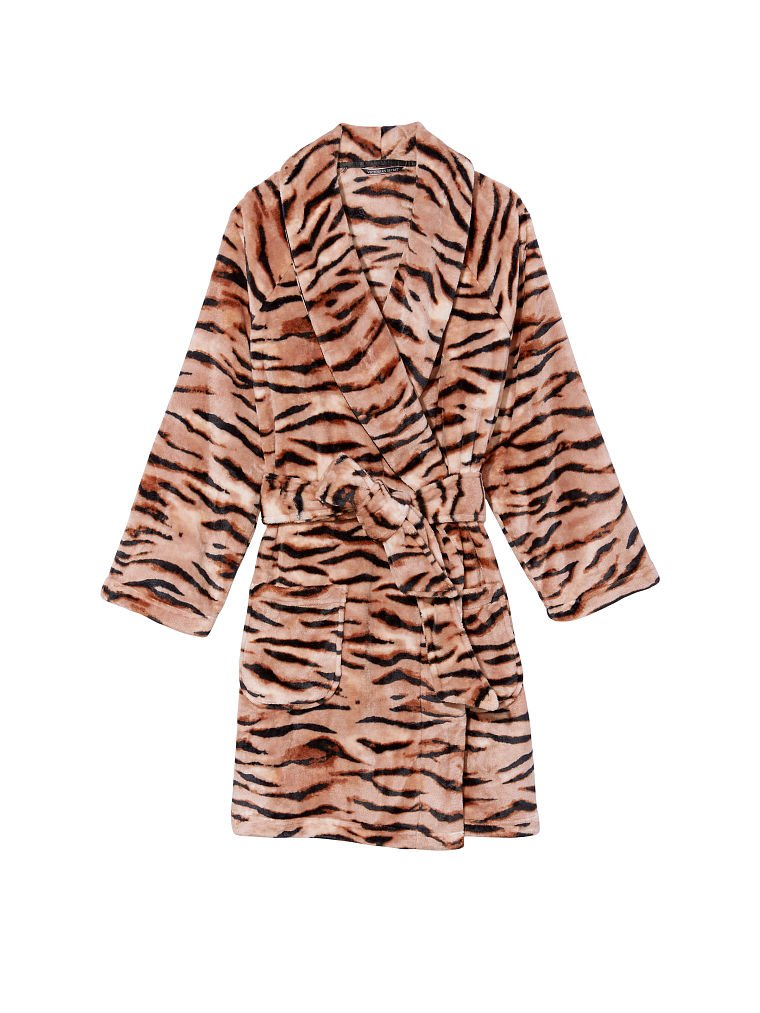 Халат жіночий Victoria's Secret Short Cozy Robe плюшевий M/L Тигровий (17648653) - фото 3