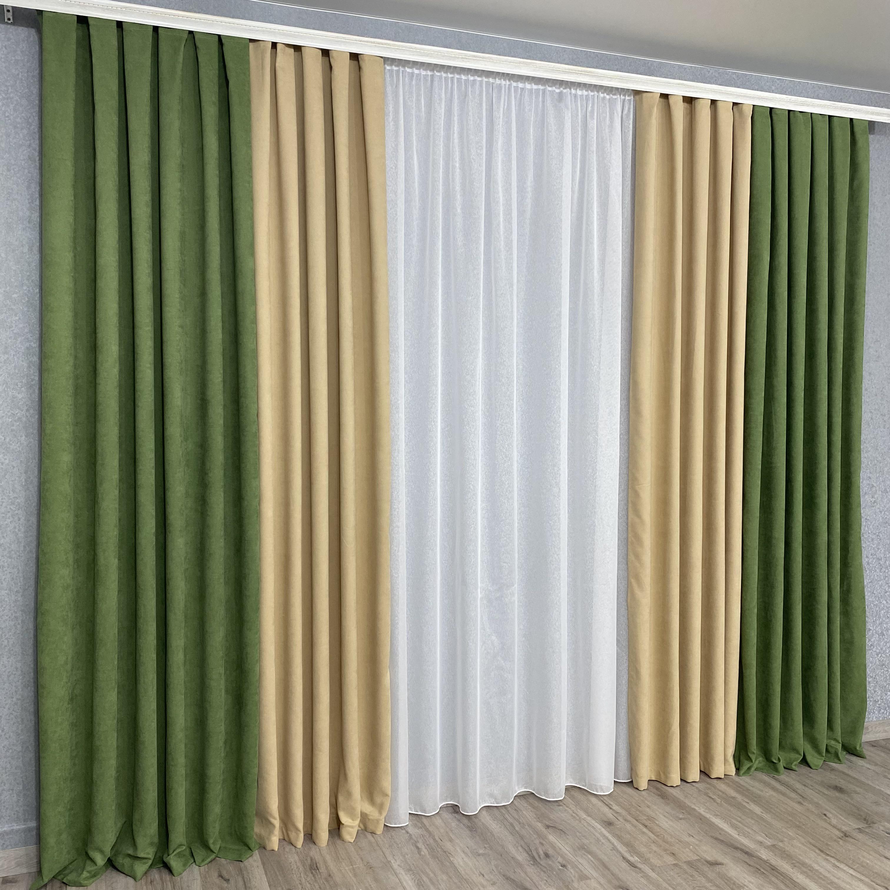 Шторы микровелюр TG Home Дуэт №450 1,50х2,70 м Зелено-бежевый (450-586/195) - фото 8 Шторы микровелюр TG Home Дуэт №450 1,50х2,70 м Зелено-бежевый (450-586/195) - фото 8