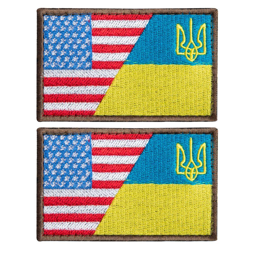 Набор шевронов с липучкой Флаг Украины и США 5х8 см 2 шт. (23527)