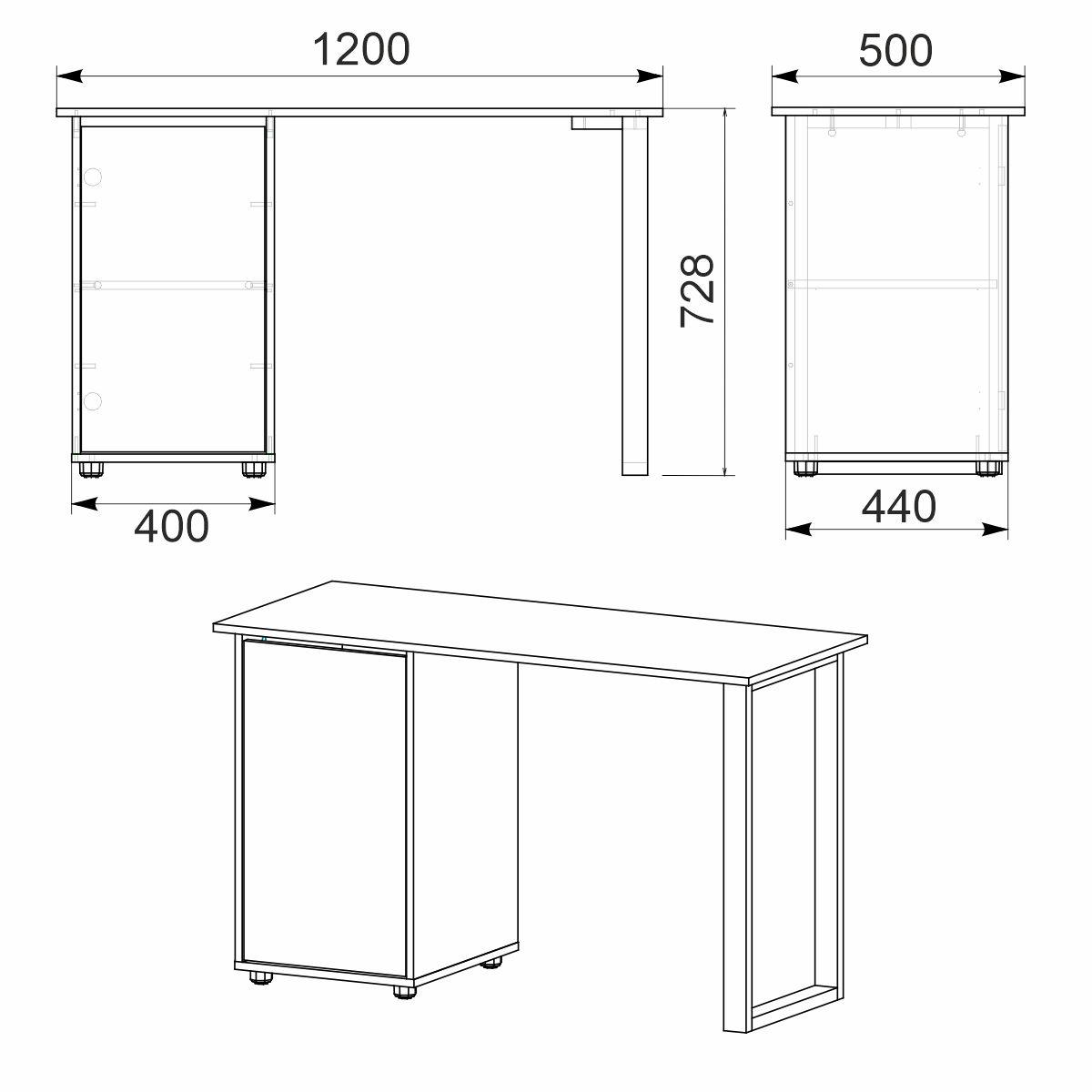 Стол письменный МеблиКо Лофт-5 120х50х73 см Бук (k-1524-4) - фото 2