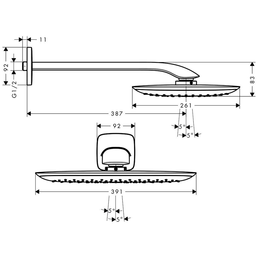 Душ верхний с кронштейном Hansgrohe PuraVida 27437000 391мм Хром (77141) - фото 2