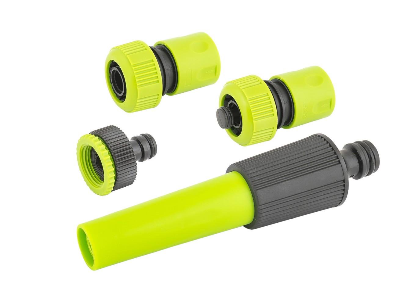 Набір для поливу MasterTool 4 шт. насадка Морква/адаптер 1/2" ВР - 3/4" ВР/конектор 3/4"/конектор 3/4" STOP (92-9339)