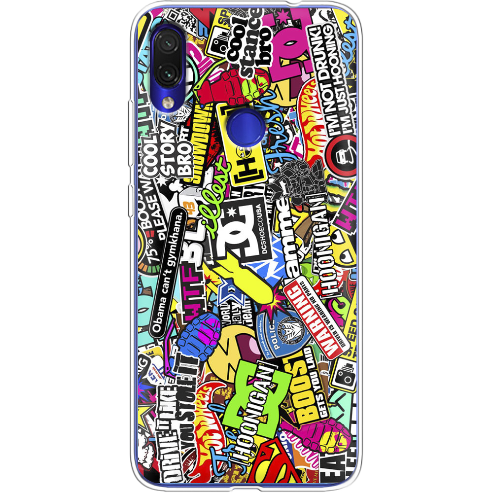 Чехол Boxface Xiaomi Redmi Note 7 Multicolored Inscriptions Прозрачный силикон (36202-up880-36202)