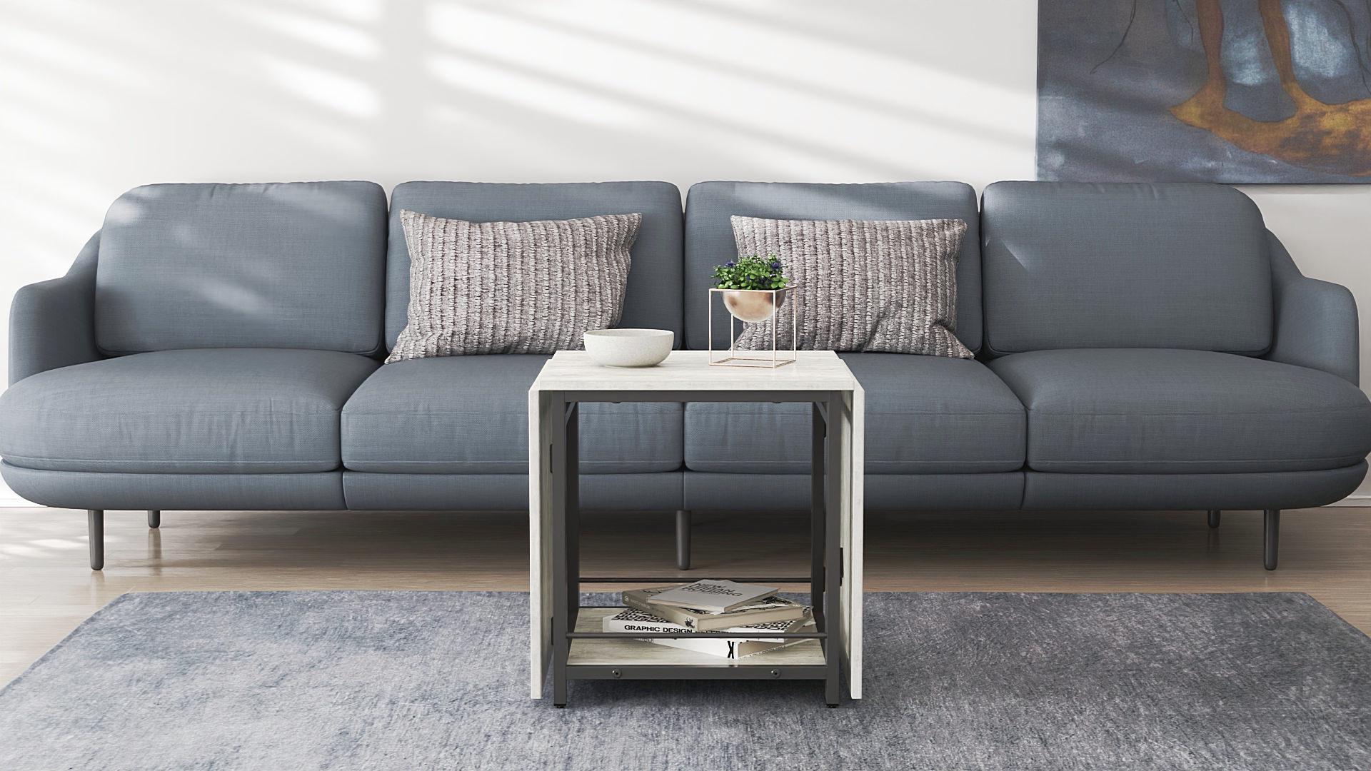 Стол журнальный трансформер Ferrum-decor Куб Комбо металл/ДСП 16 мм 650x540x532x500 мм Черный/Бетон (FRD-105155) - фото 12