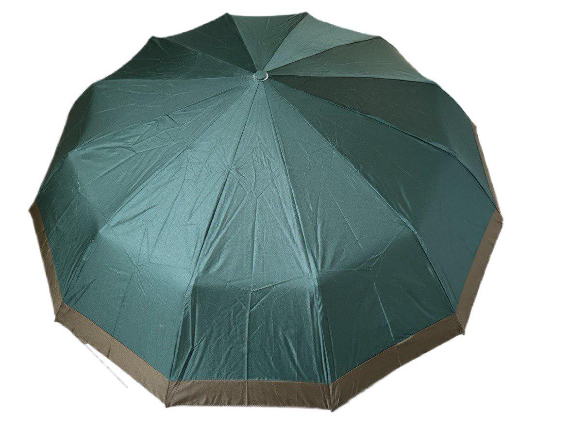 Парасолька автоматична жіноча Bellissimo 12 спиць 6 сегментів Зелений з коричневою облямівкою (654/3) - фото 2