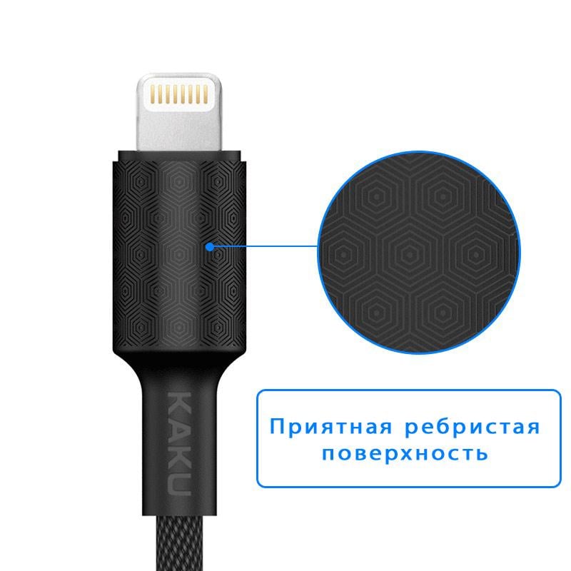 USB кабель Kaku KSC-113 USB-Lightning 1 м Black (1243403878) - фото 2