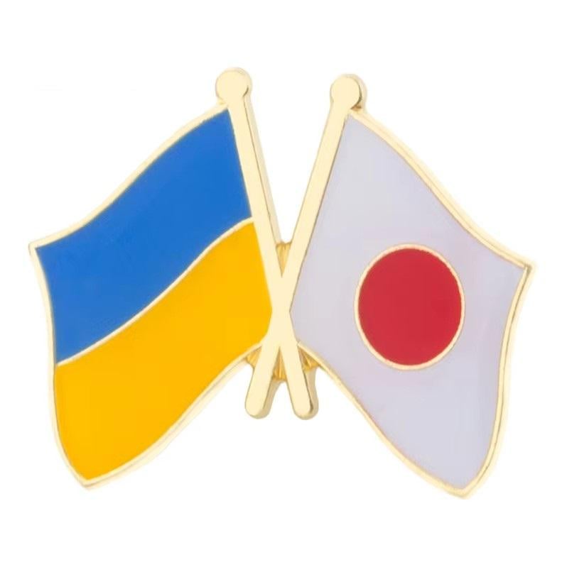 Значок-пин двойной friendship flag Украина-Япония