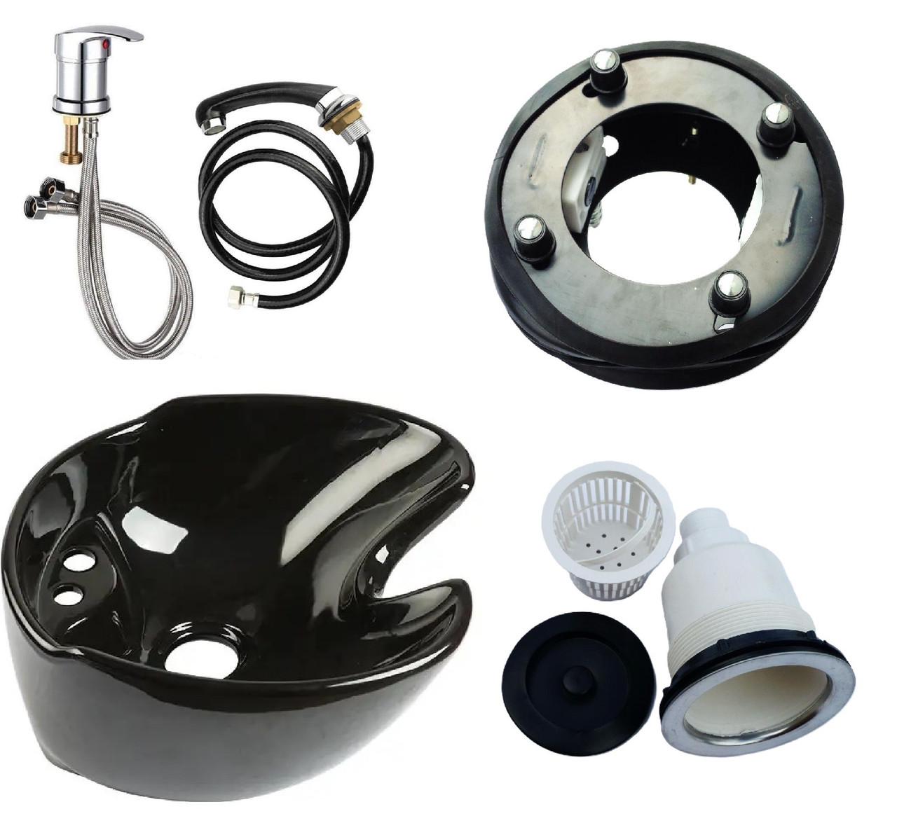 Раковина к парикмахерской мойке с сантехникой ДенІС professional Лилия керамическая Черный (2445072274)