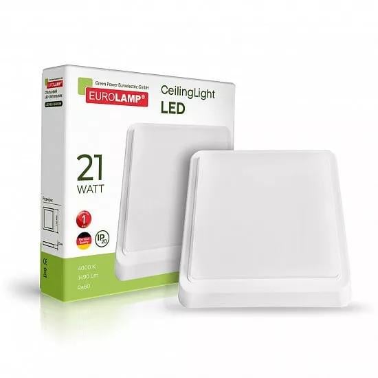 Світильник накладний Eurolamp LED 21 W 220 V 1490 lm 4000K 170х170х33 мм (4260642638702)