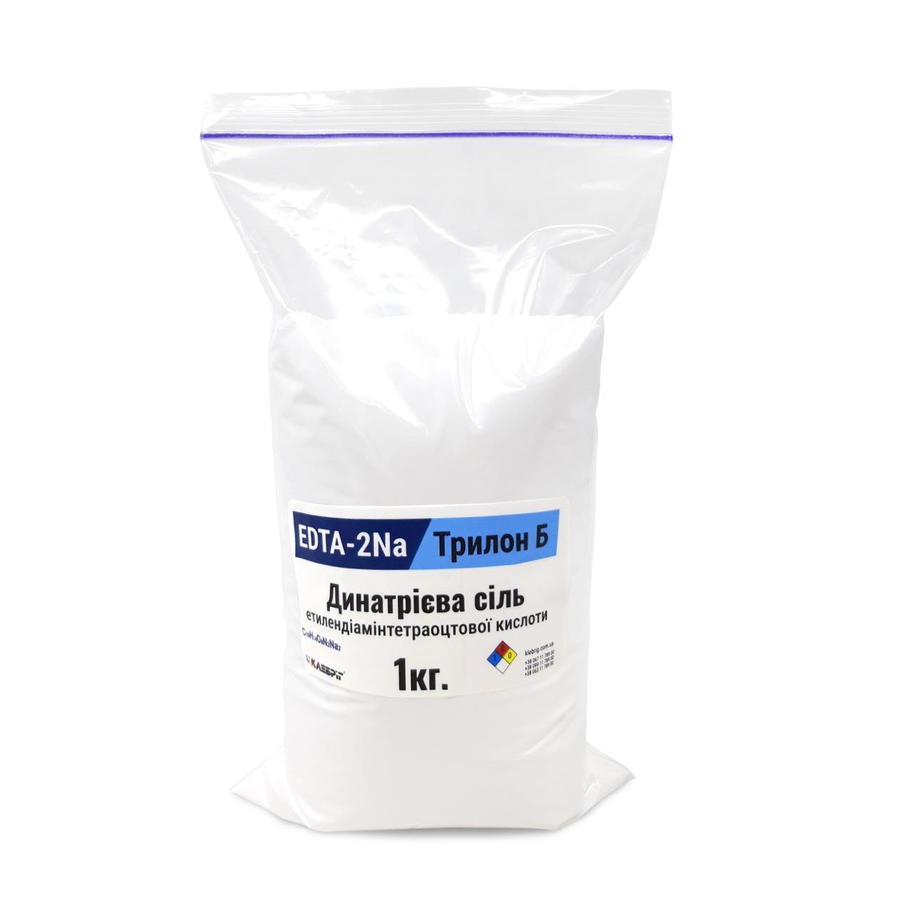 Динатриевая соль этилендиаминтетрауксусной кислоты Klebrig ЭДТА Трилон Б Комплексон ІІІ 1 кг (ЭДТА-2Н-1)