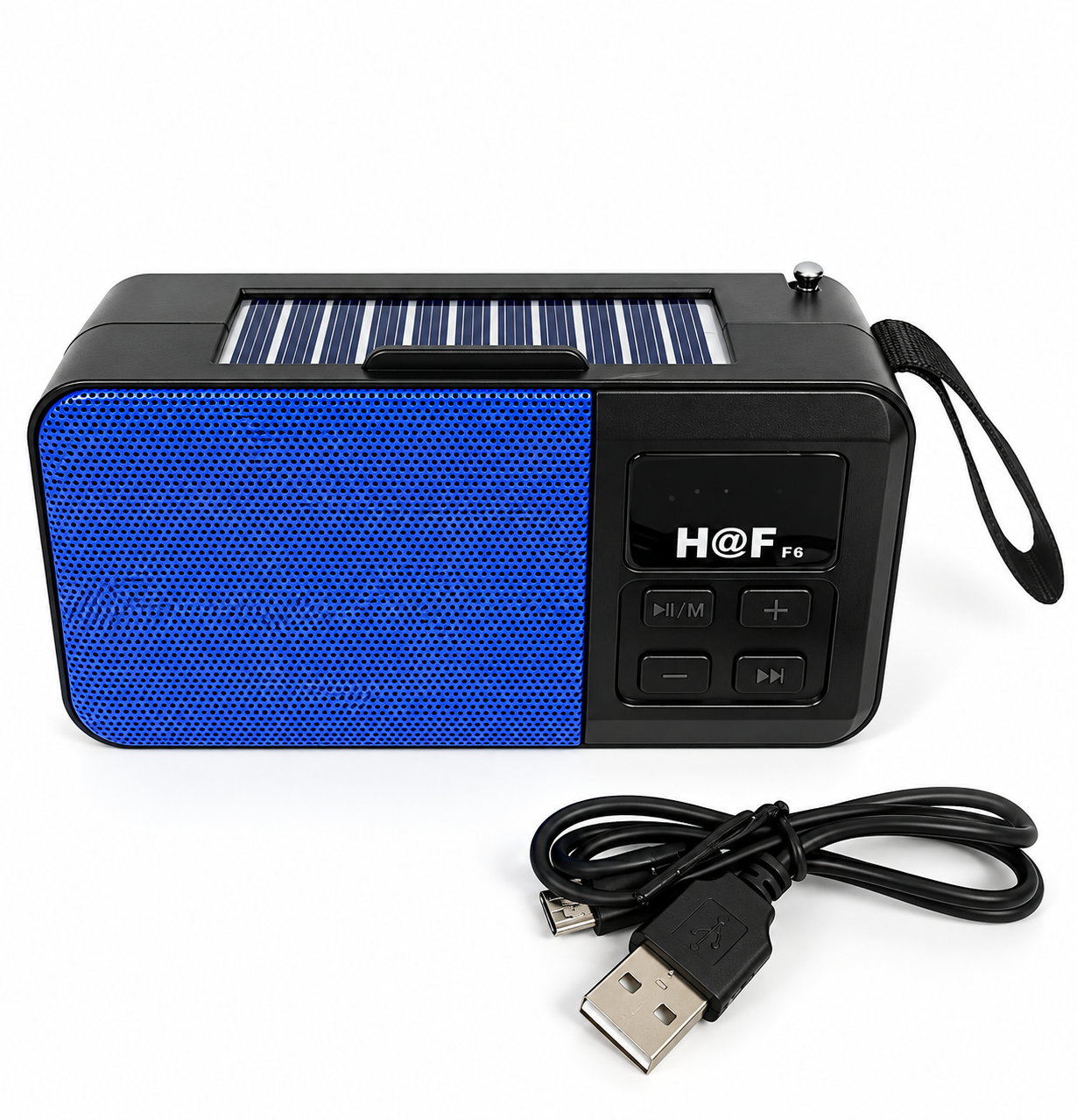 Портативная акустическая система Haf HF-F6 Bluetooth/FM/USB/MicroSD/фонариком и Solar-функцией Blue (29772124)