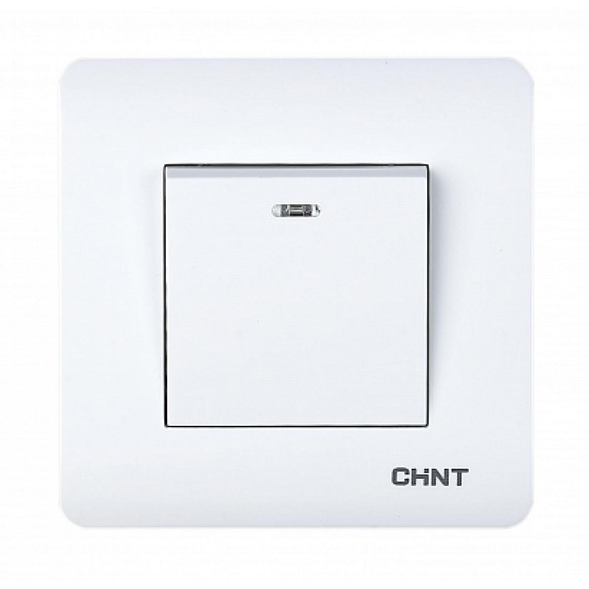 Вимикач CHINT NEW3 1-клавішний з підсвічуванням Білий (715383)
