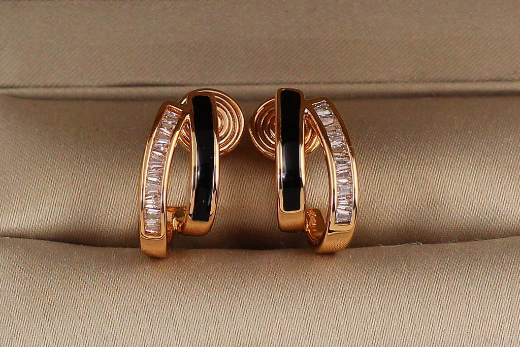 Серьги клипсы Xuping Jewelry Парус с чернением 1,8 см Золотистый (27975319)