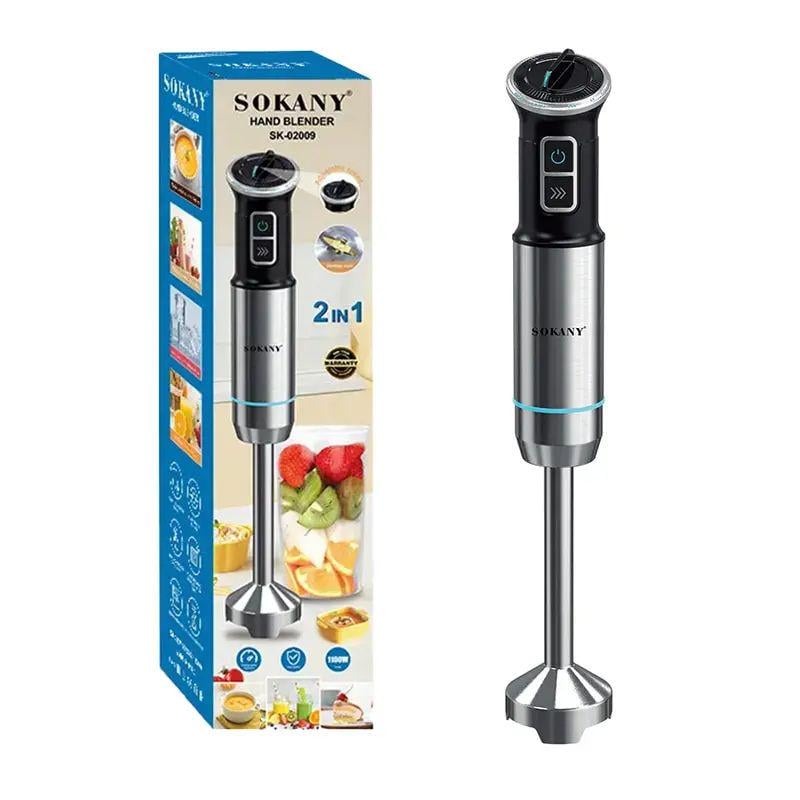 Блендер ручной погружной Sokany SK-02009 1100 Вт 220-240 В 50/60 Гц с 2 скоростями и лезвиями из нержавеющей стали Блендер ручной погружной Sokany SK-02009 1100 Вт 220-240 В 50/60 Гц с 2 скоростями и лезвиями из нержавеющей стали