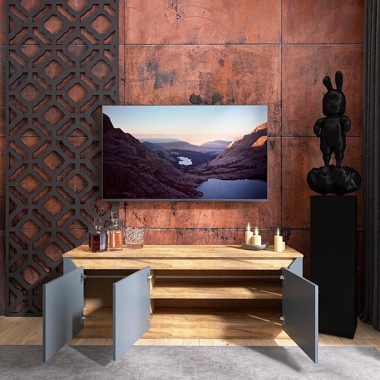 Тумба под телевизор Эверест Нордик ТВ-1500х378х530 мм Графитовый (DTM-5542) - фото 5 Тумба под телевизор Эверест Нордик ТВ-1500х378х530 мм Графитовый (DTM-5542) - фото 5