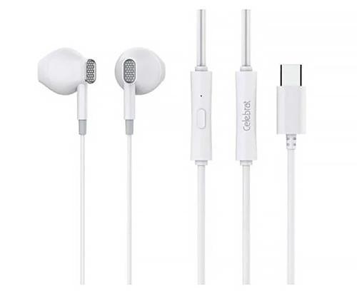 Наушники Celebrat D12 Wirred Earphones With Type-C Connector White