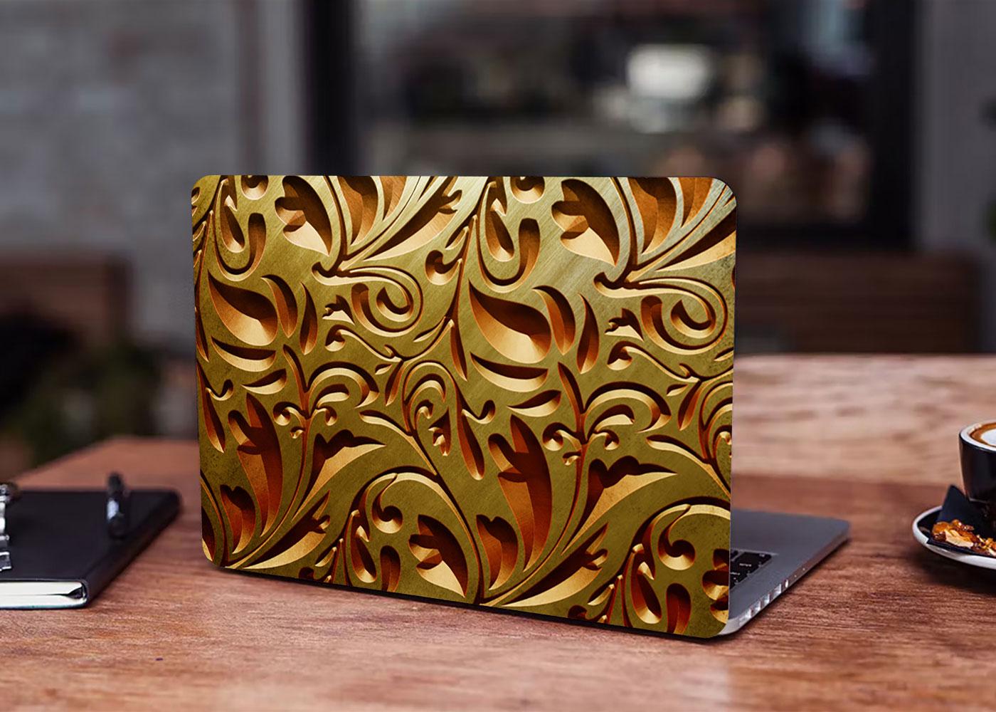 Декоративная наклейка на ноутбук 17,3" Dark Gold Texture 400х260 мм (100223_17)