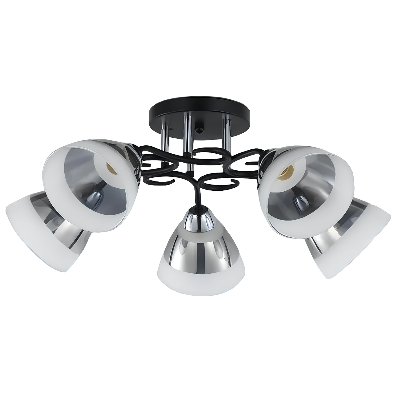 Люстра Svet на пять ламп Е27 со стеклянными плафонами Хром (SC-9135/5 CR+BK)