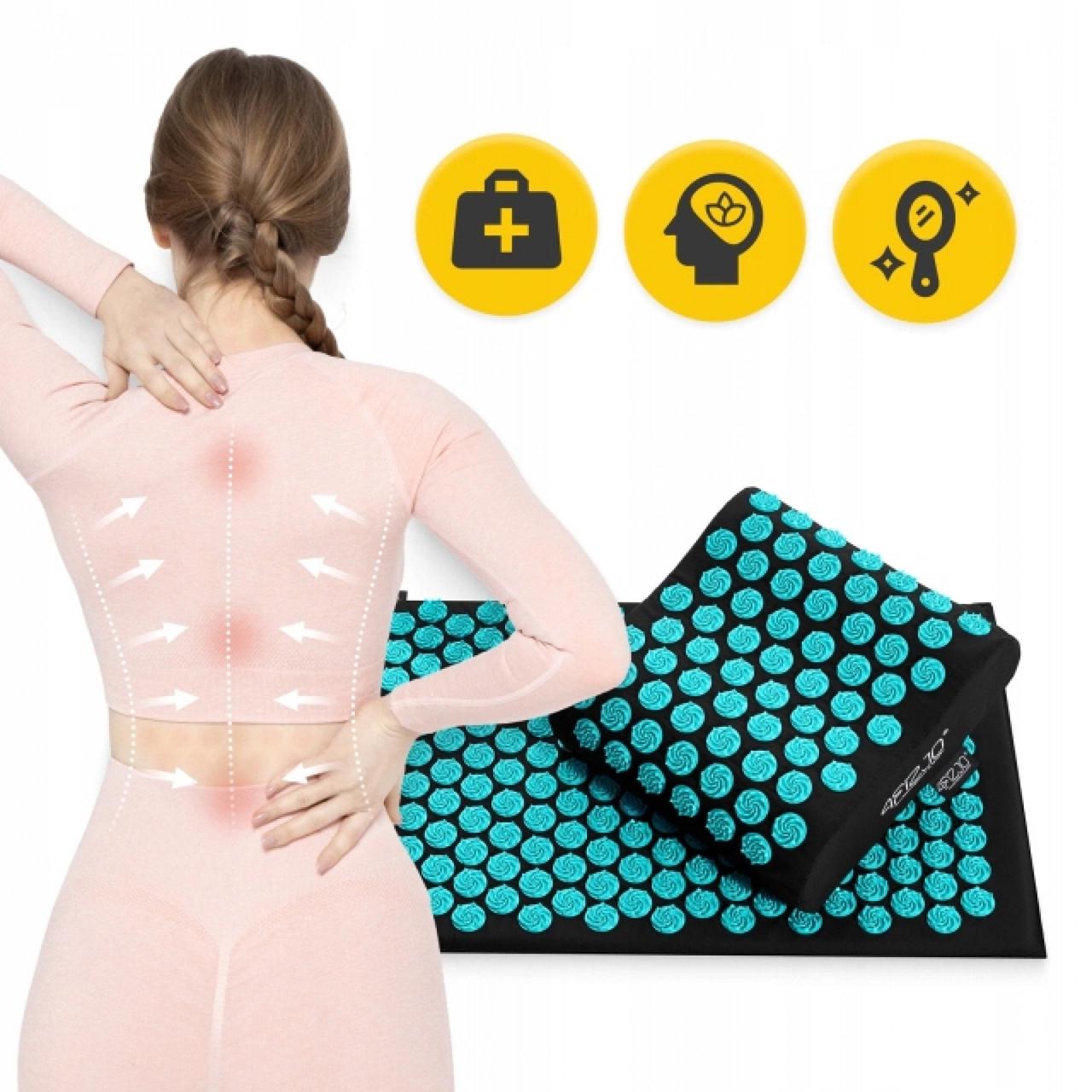 Коврик акупунктурный с подушкой 4fizjo Ergo Mat аппликатор Кузнецова Black/Blue (P-5907739313911) - фото 9 Коврик акупунктурный с подушкой 4fizjo Ergo Mat аппликатор Кузнецова Black/Blue (P-5907739313911) - фото 9