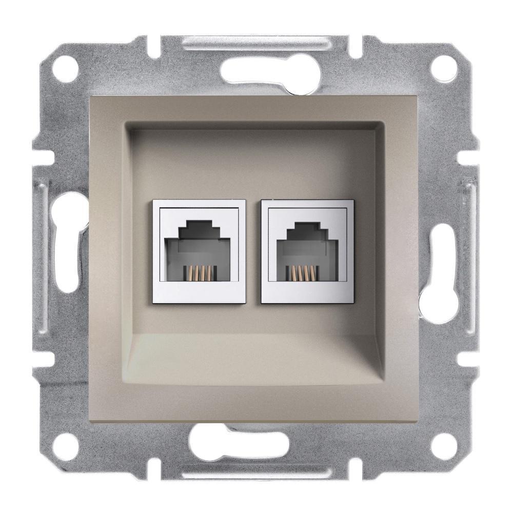 Розетка подвійна телефонна Schneider Electric RJ11 Бронзовий (EPH4200169)